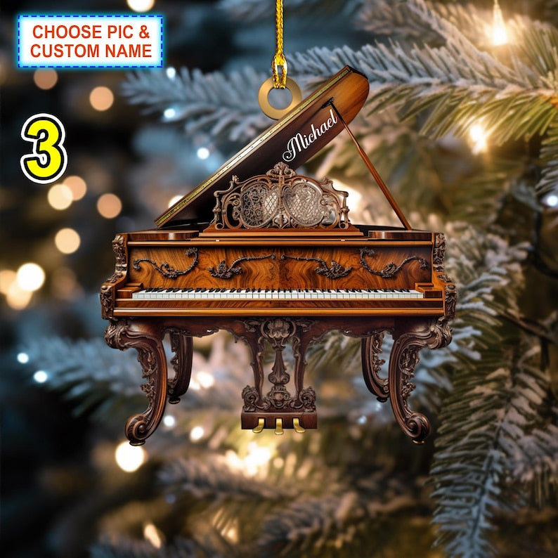 Custom Name Piano Christmas Ornament, Personalized Music Lover Christmas Ornament ON0552