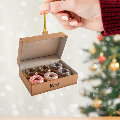 Personalized Donut Box Christmas Light Ornament, Custom Name Loved Donut Box Ornament ON1235