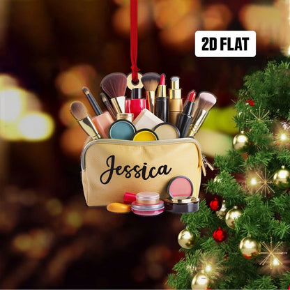 Personalized Makeup Tools Bag Christmas Ornament, Custom Name Makeup Artist Ornament ON0822