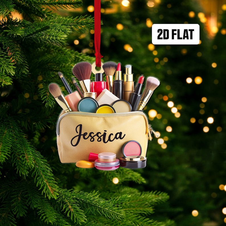 Personalized Makeup Tools Bag Christmas Ornament, Custom Name Makeup Artist Ornament ON0822