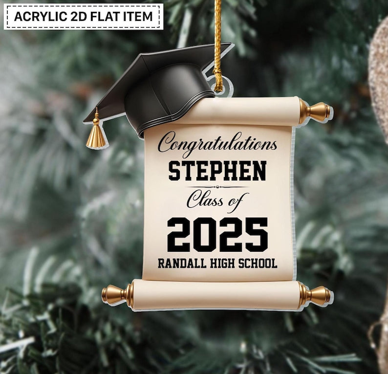 Personalized Congratulations Class Of 2025 Ornament, Custom 2025 College Graduation Gown Ornament With Name ON1211