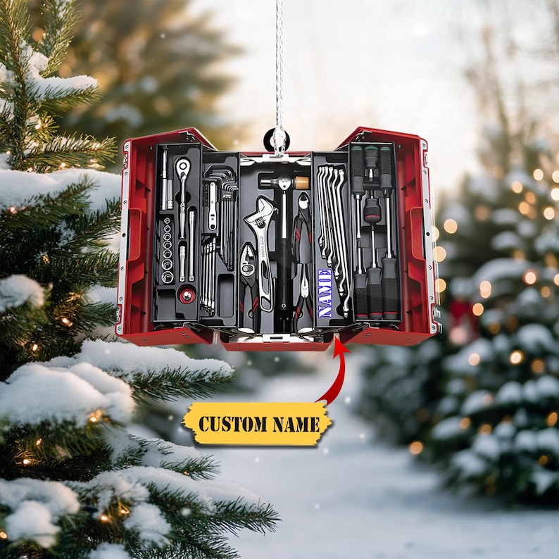 Personalized Mechanic Toolbox Ornament 2024, Custom Name Mechanic Ornament ON1192