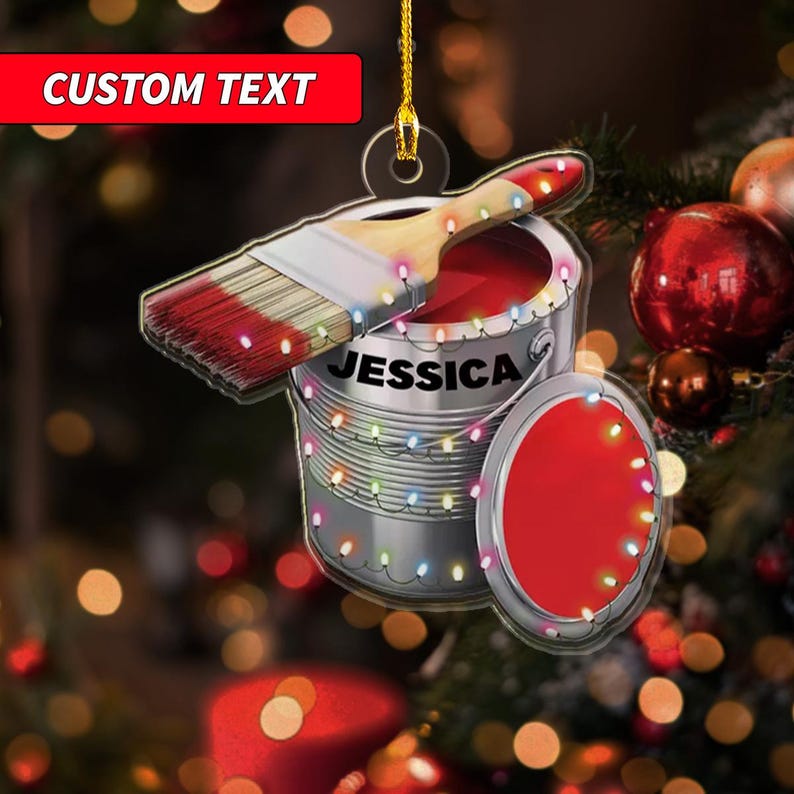 Personalized Painter's Art Palette Christmas Ornament, Custom Name Paint Bucket Ornament ON1213