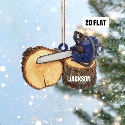 Personalized Chainsaw Christmas Ornament, Custom Name Arborist Ornament ON1204