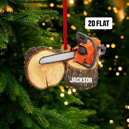 Personalized Chainsaw Christmas Ornament, Custom Name Arborist Ornament ON1204