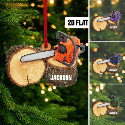 Personalized Chainsaw Christmas Ornament, Custom Name Arborist Ornament ON1204