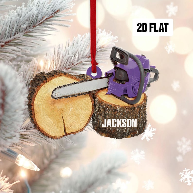 Personalized Chainsaw Christmas Ornament, Custom Name Arborist Ornament ON1204