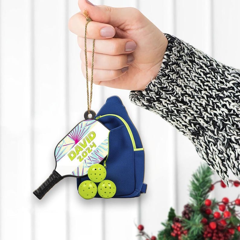 Personalized Pickleball Backpack Christmas Ornament 2024, Custom Name Pickleball Lovers Pickleball Player Ornament ON0771