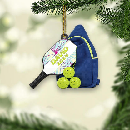 Personalized Pickleball Backpack Christmas Ornament 2024, Custom Name Pickleball Lovers Pickleball Player Ornament ON0771