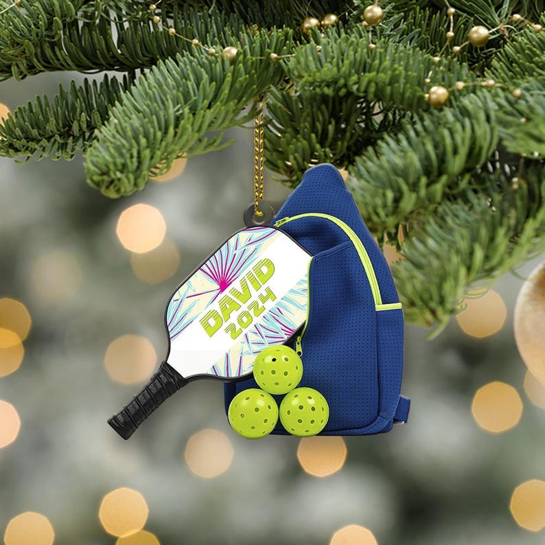 Personalized Pickleball Backpack Christmas Ornament 2024, Custom Name Pickleball Lovers Pickleball Player Ornament ON0771