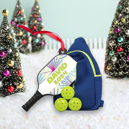 Personalized Pickleball Backpack Christmas Ornament 2024, Custom Name Pickleball Lovers Pickleball Player Ornament ON0771