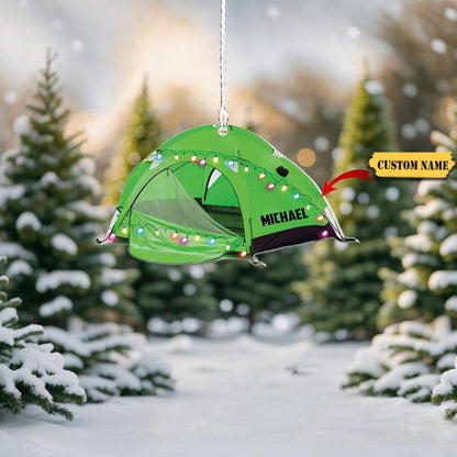 Personalized Camping Tent Light Christmas Ornament 2024, Custom Name Camper Camping Lover Ornament ON0761