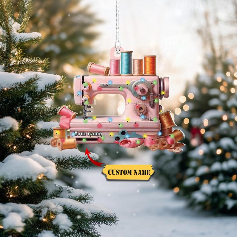 Personalized Sewing Machine Light Christmas Ornament, Custom Name Sewing Lover Ornament ON0759