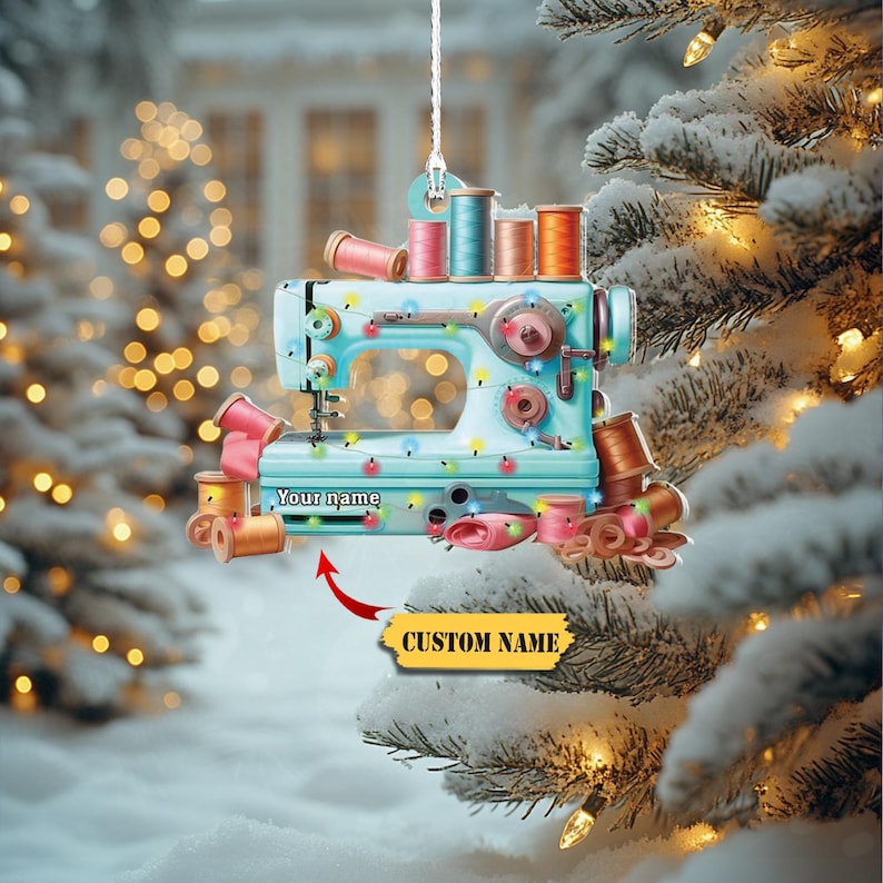 Personalized Sewing Machine Light Christmas Ornament, Custom Name Sewing Lover Ornament ON0759