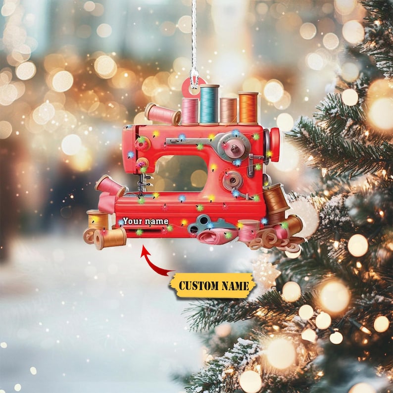 Personalized Sewing Machine Light Christmas Ornament, Custom Name Sewing Lover Ornament ON0759