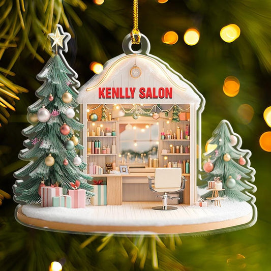 Personalized Hair Salon Christmas Ornament, Custom Name Hairdresser Hairstylist Ornament ON1216