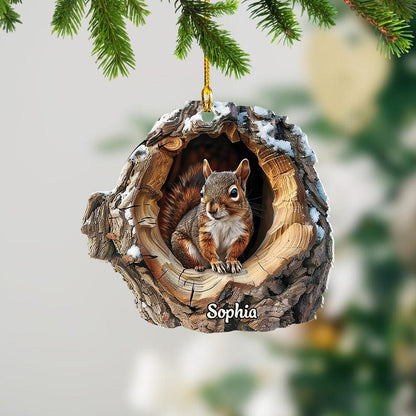 Personalized Squirrel Christmas Ornament, Custom Name Squirrel Lover Ornament ON1226