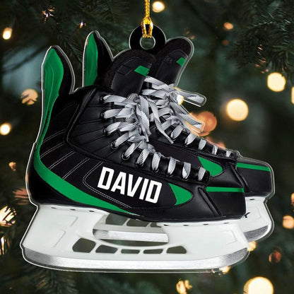 Personalized Ice Hockey Skates Christmas Ornament, Custom Name Hockey Lovers Ornament ON1214