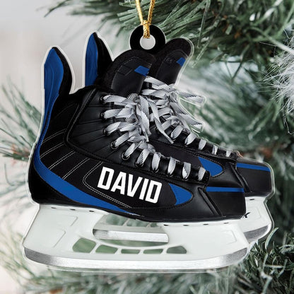 Personalized Ice Hockey Skates Christmas Ornament, Custom Name Hockey Lovers Ornament ON1214