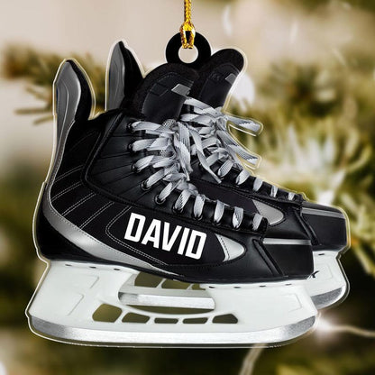 Personalized Ice Hockey Skates Christmas Ornament, Custom Name Hockey Lovers Ornament ON1214