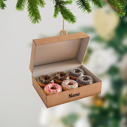 Personalized Donut Box Christmas Light Ornament, Custom Name Loved Donut Box Ornament ON1235