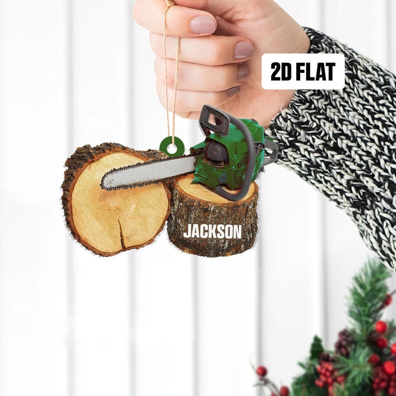 Personalized Chainsaw Christmas Ornament, Custom Name Arborist Ornament ON1204