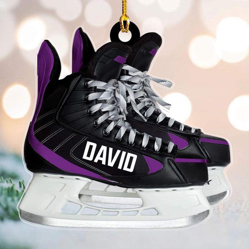 Personalized Ice Hockey Skates Christmas Ornament, Custom Name Hockey Lovers Ornament ON1214