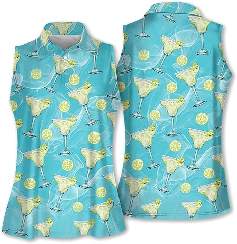 Margarita Cocktail Sleeveless Golf Shirts Women, Women's Cocktail Golf Shirt GW0070
