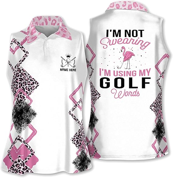 Custom I'm Not Swearing I'm Using My Golf Words Ladies Sleeveless Golf Shirts, Custom Funny Animal Print Golf Shirt Women's GW0061