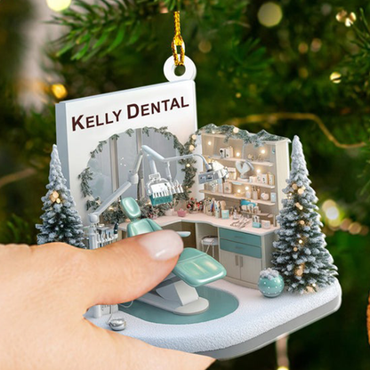 Personalized Dental 2D Flat Acrylic Ornament, Custom Dentist Dental Office Christmas Ornament ON1399