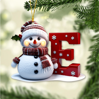 Merry Christmas - Personalized Family Ornament, Custom Letter Name Snowman Christmas Ornament ON0835