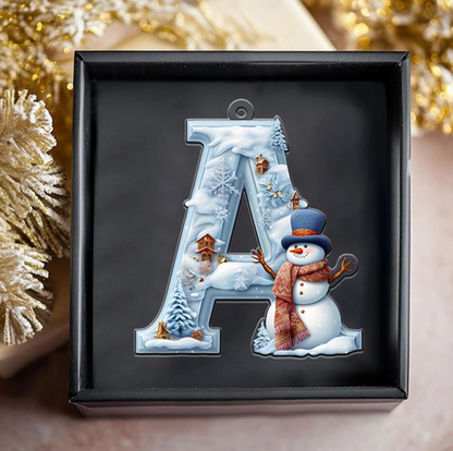 Beautiful Snowman Letter/Number Ornament-Personalized Acrylic Ornament, Custom Initial Letter Name Christmas Ornament ON1126