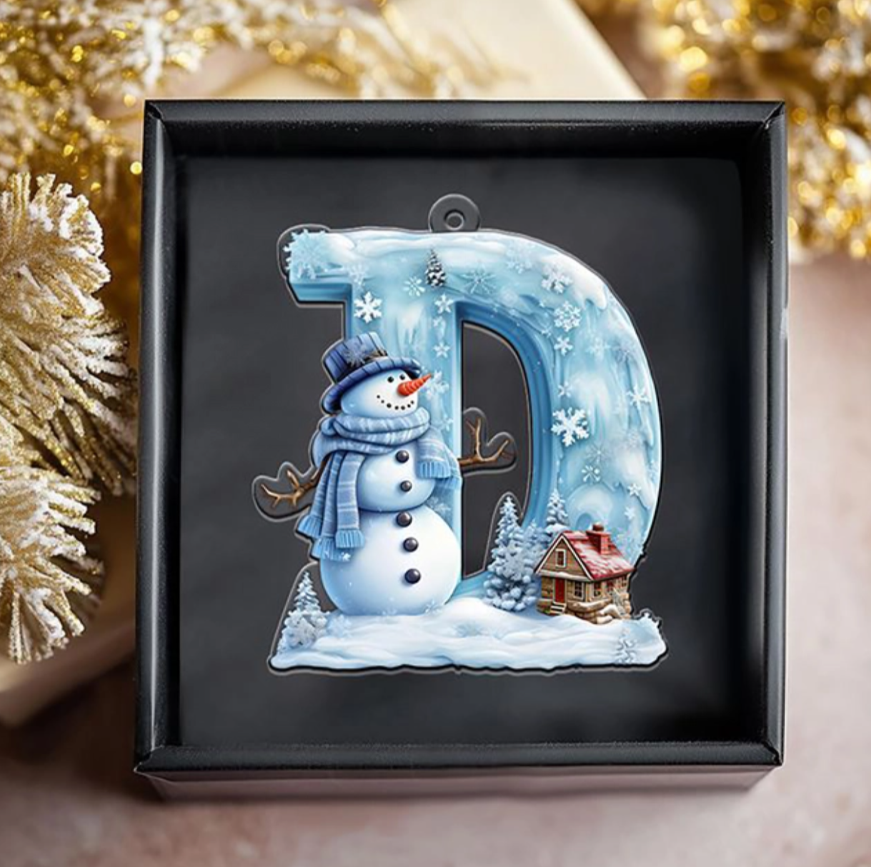 Beautiful Snowman Letter/Number Ornament-Personalized Acrylic Ornament, Custom Initial Letter Name Christmas Ornament ON1126