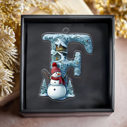 Beautiful Snowman Letter/Number Ornament-Personalized Acrylic Ornament, Custom Initial Letter Name Christmas Ornament ON1126