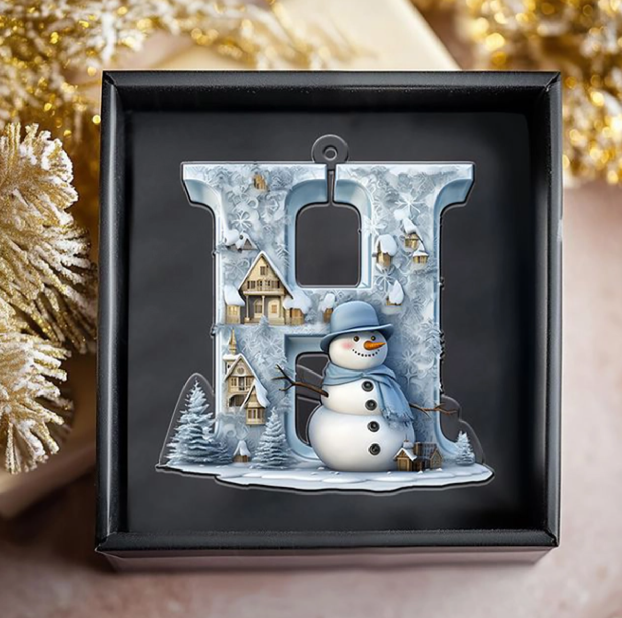 Beautiful Snowman Letter/Number Ornament-Personalized Acrylic Ornament, Custom Initial Letter Name Christmas Ornament ON1126