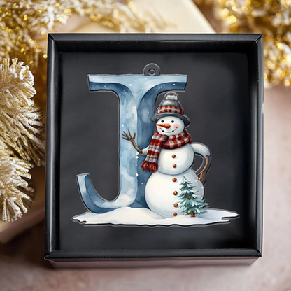 Beautiful Snowman Letter/Number Ornament-Personalized Acrylic Ornament, Custom Initial Letter Name Christmas Ornament ON1126