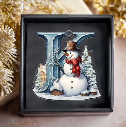 Beautiful Snowman Letter/Number Ornament-Personalized Acrylic Ornament, Custom Initial Letter Name Christmas Ornament ON1126