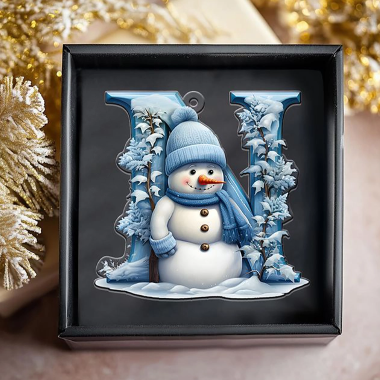 Beautiful Snowman Letter/Number Ornament-Personalized Acrylic Ornament, Custom Initial Letter Name Christmas Ornament ON1126