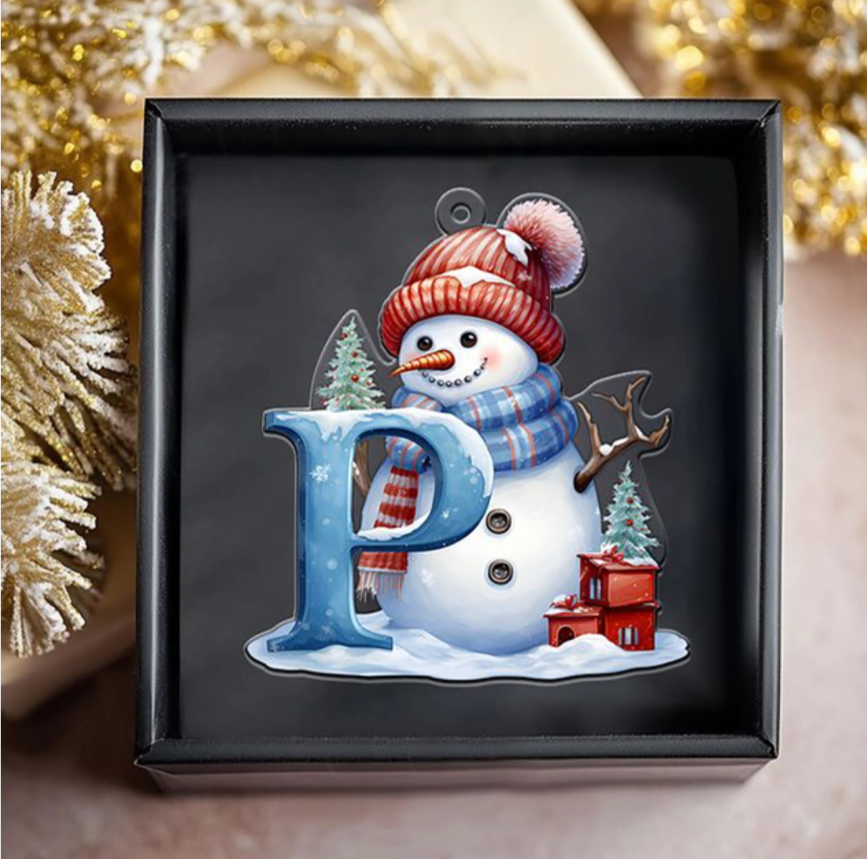 Beautiful Snowman Letter/Number Ornament-Personalized Acrylic Ornament, Custom Initial Letter Name Christmas Ornament ON1126