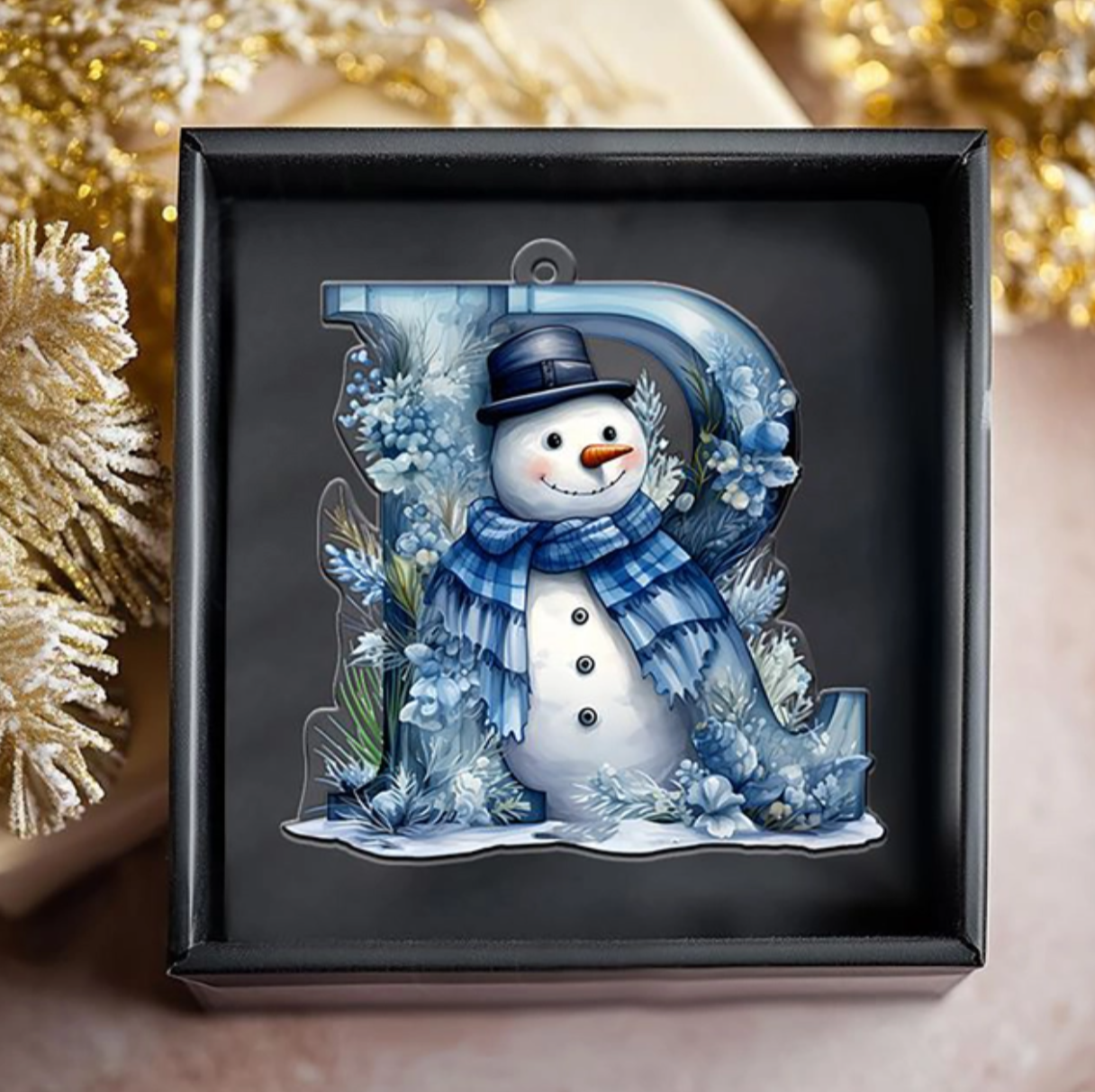 Beautiful Snowman Letter/Number Ornament-Personalized Acrylic Ornament, Custom Initial Letter Name Christmas Ornament ON1126