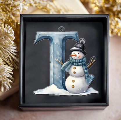 Beautiful Snowman Letter/Number Ornament-Personalized Acrylic Ornament, Custom Initial Letter Name Christmas Ornament ON1126