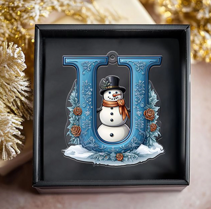 Beautiful Snowman Letter/Number Ornament-Personalized Acrylic Ornament, Custom Initial Letter Name Christmas Ornament ON1126