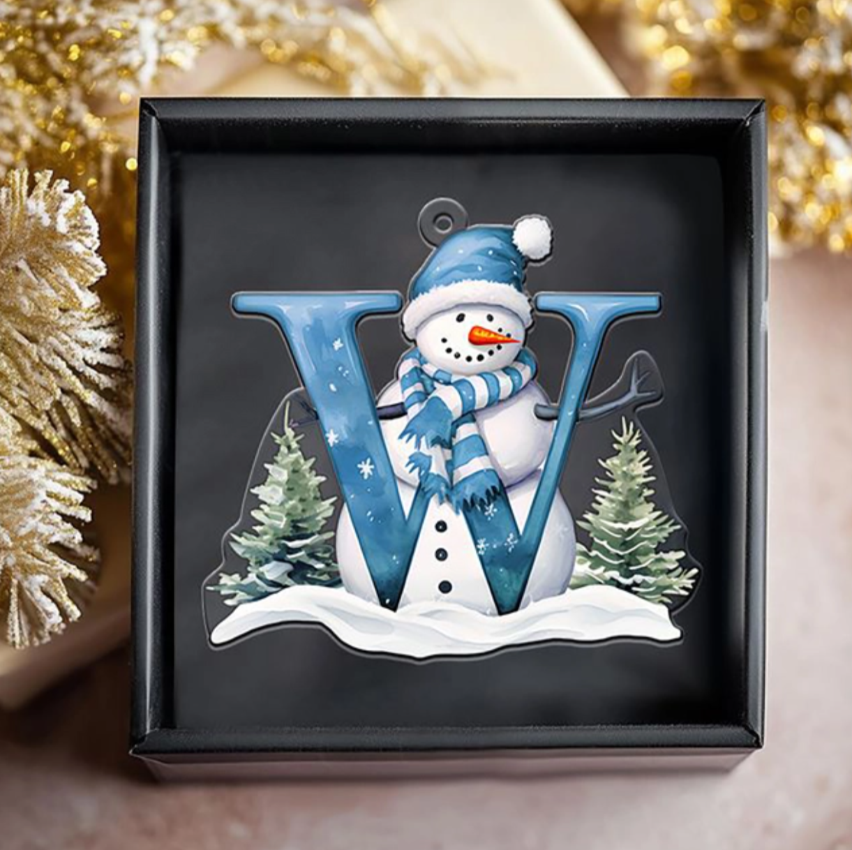 Beautiful Snowman Letter/Number Ornament-Personalized Acrylic Ornament, Custom Initial Letter Name Christmas Ornament ON1126