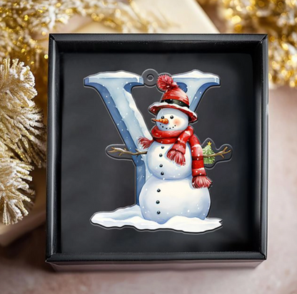 Beautiful Snowman Letter/Number Ornament-Personalized Acrylic Ornament, Custom Initial Letter Name Christmas Ornament ON1126