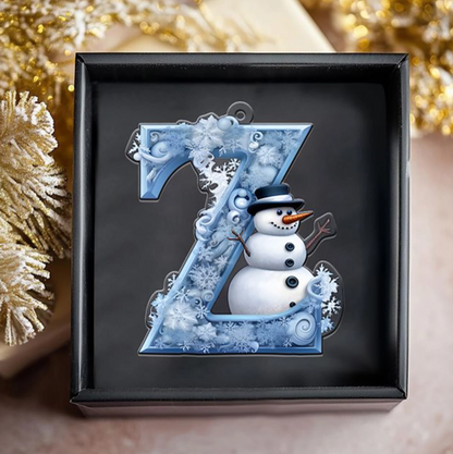 Beautiful Snowman Letter/Number Ornament-Personalized Acrylic Ornament, Custom Initial Letter Name Christmas Ornament ON1126