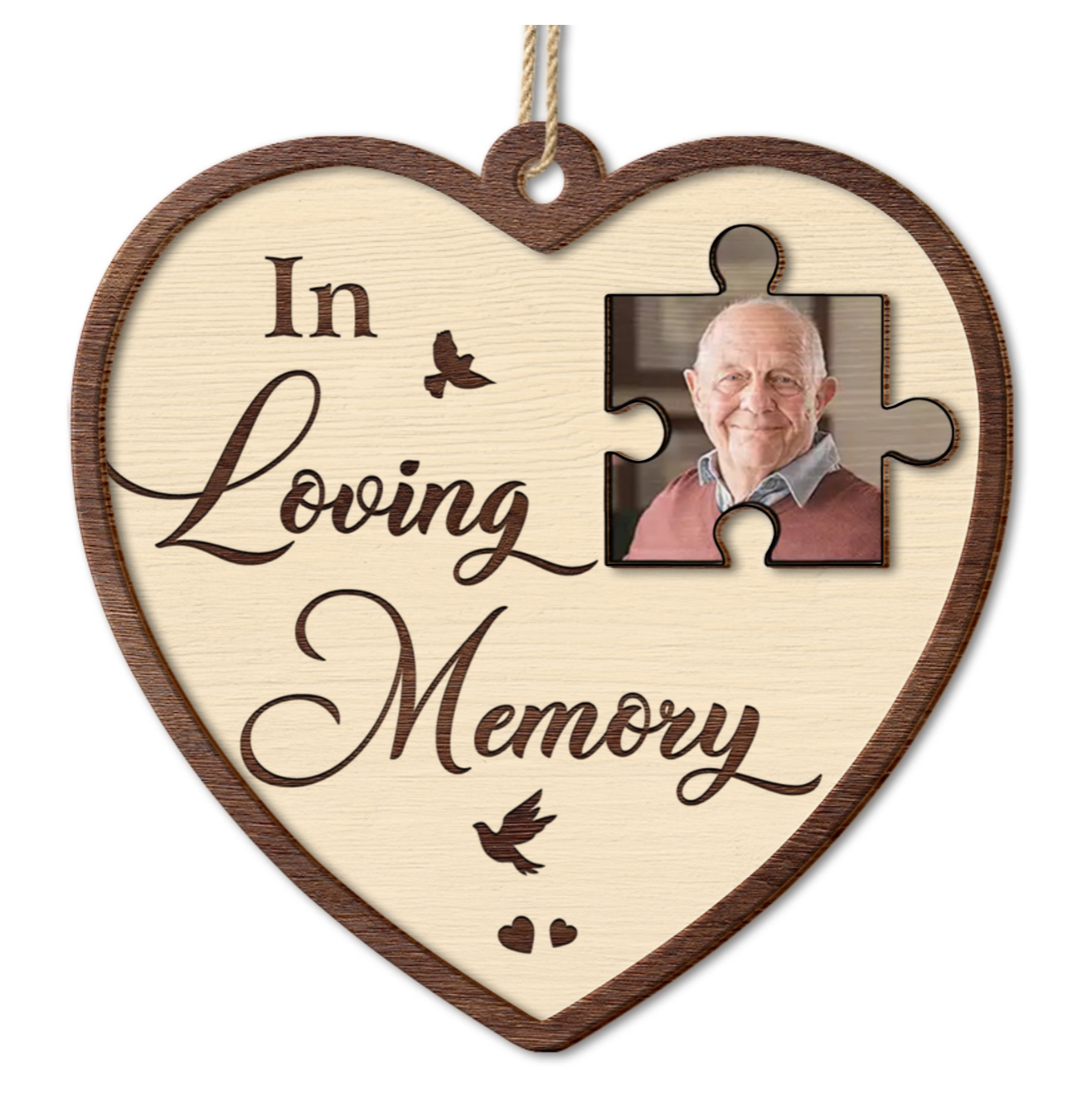 Custom Photo A Piece Of My Heart Memorial - Personalized 2-Layered Wooden Ornament, Custom In Loving Memory Ornament ON1128