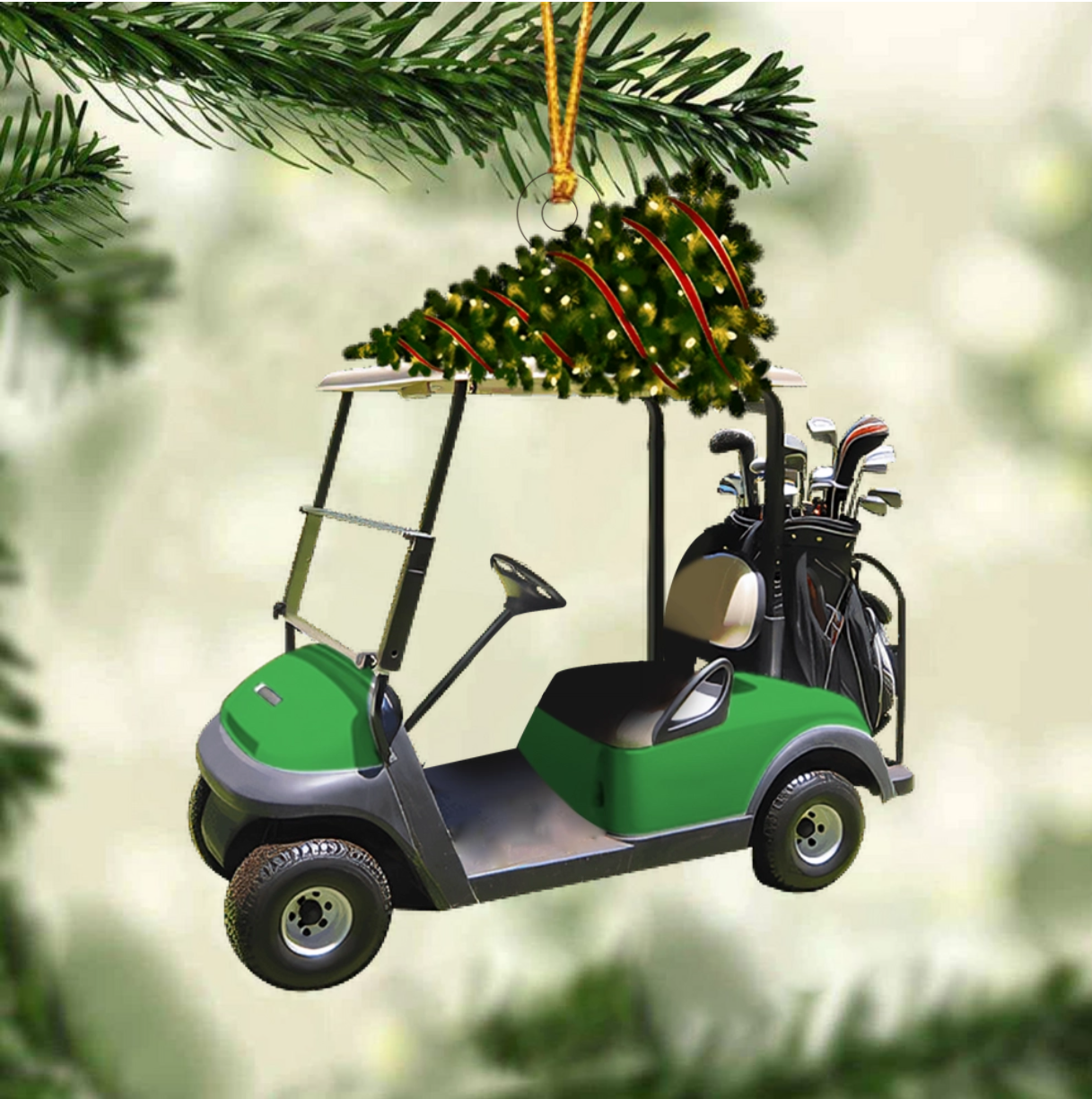 Riding Golf Personalized Christmas Ornament, Gifts For Golfer, Custom Name Golf Cart Ornament ON1389