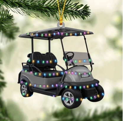 Golf Cart Christmas Light Personalized Christmas Ornament, Custom Name Golfer Ornament ON1406