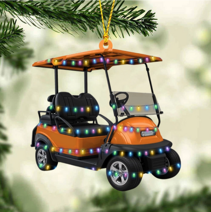 Golf Cart Christmas Light Personalized Christmas Ornament, Custom Name Golfer Ornament ON1406