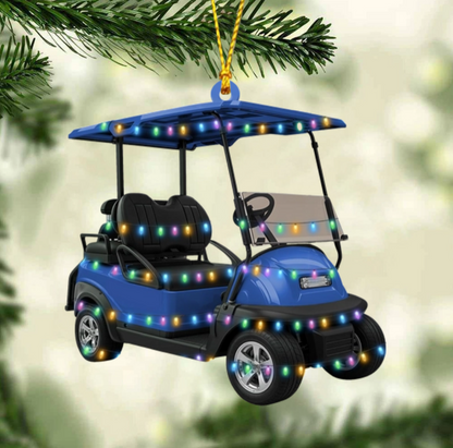 Golf Cart Christmas Light Personalized Christmas Ornament, Custom Name Golfer Ornament ON1406